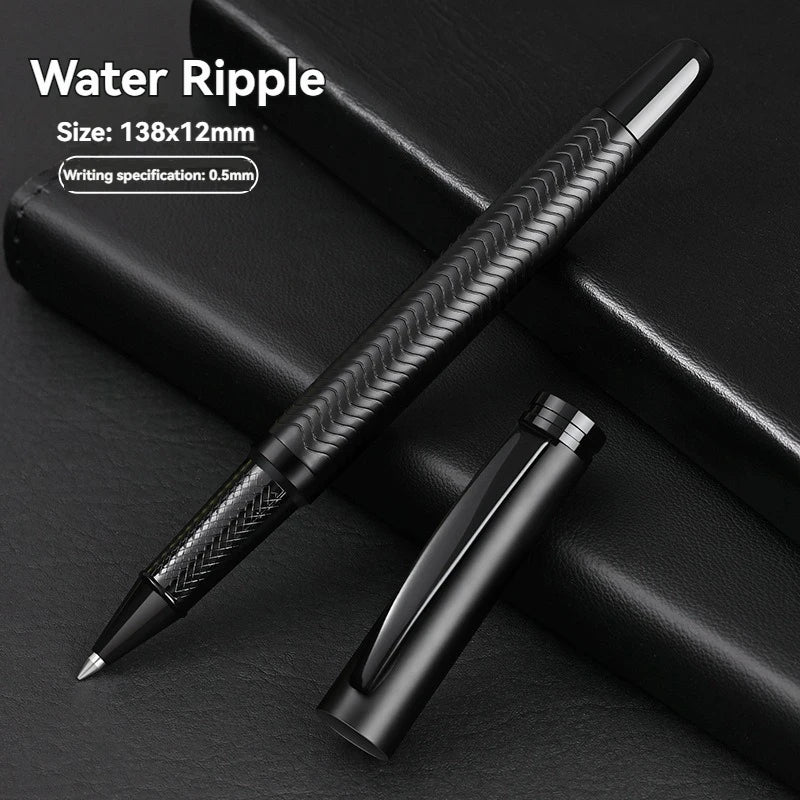 Advanced Business Metal Gel Pen With Black Finish Medium Point 0.5mm Black Ink,Durable,For Office,Professional Design Qme 1pc-water ripple