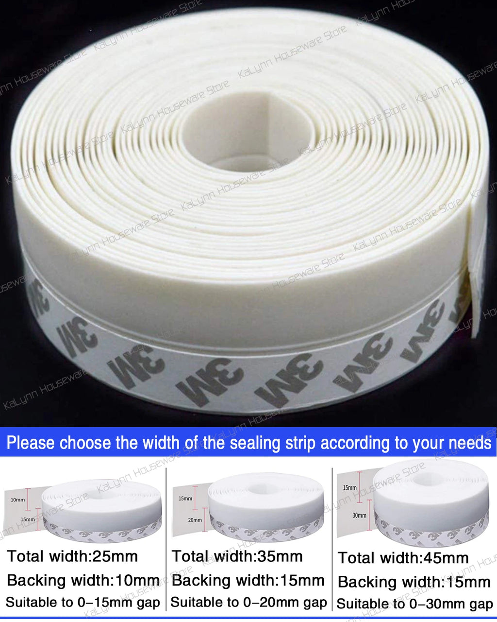 5M-10M Door Bottom Seal Strip Weather Window Rubber Weatherstrip Qme White 5 Meters 35mm Width