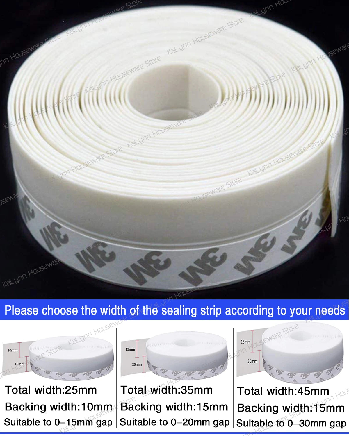5M-10M Door Bottom Seal Strip Weather Window Rubber Weatherstrip Qme White 5 Meters 35mm Width