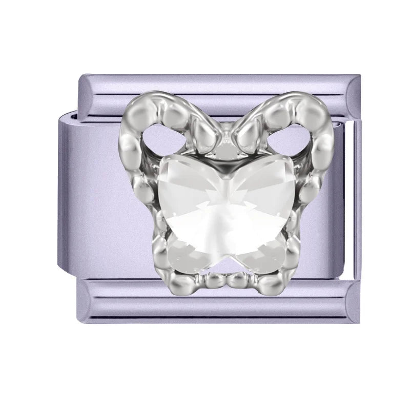 Fashion Zircon Bow Butterfly Cute Rabbit Italian Charms Links DIY Stainless Steel Bracelet Accessories Women Jewelry Making Gift Qme Style 9