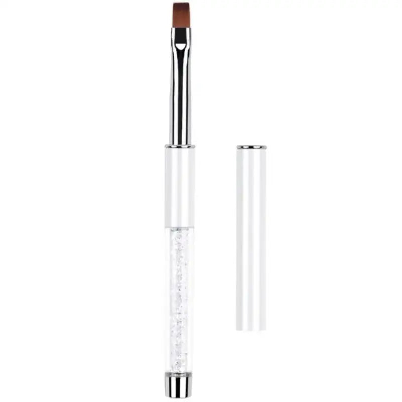 Glitter Handle Nail Art Brush Flat Round Soft Bristle Head Protective Qme A2