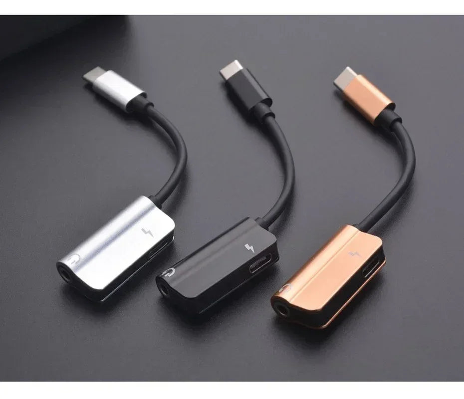 5pcs USB C DAC Adapter 2 in 1 Type C to 3.5 Earphone Adapter Audio Type-c to Earphone 3mm Jack AUX usb c 3.5 Adapters Qme