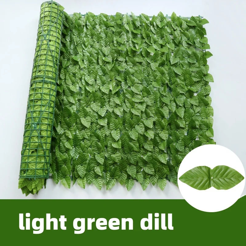 50X100cm Artificial Flowers Leaves Fence Removable Outdoor Garden Decoration Hedge Privacy Protection Green Leaf Flower Wall Qme light green dill 50X100cm