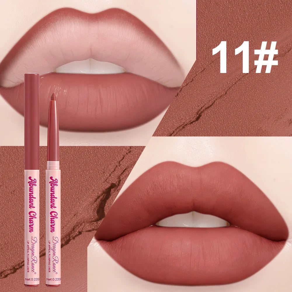 12 Colors Matte Lip Liner Pen Nude Pink Lip Contour Stick Waterproof Long-Lasting Outline Non-Drying Automatic Lipstick Makeup Qme 11