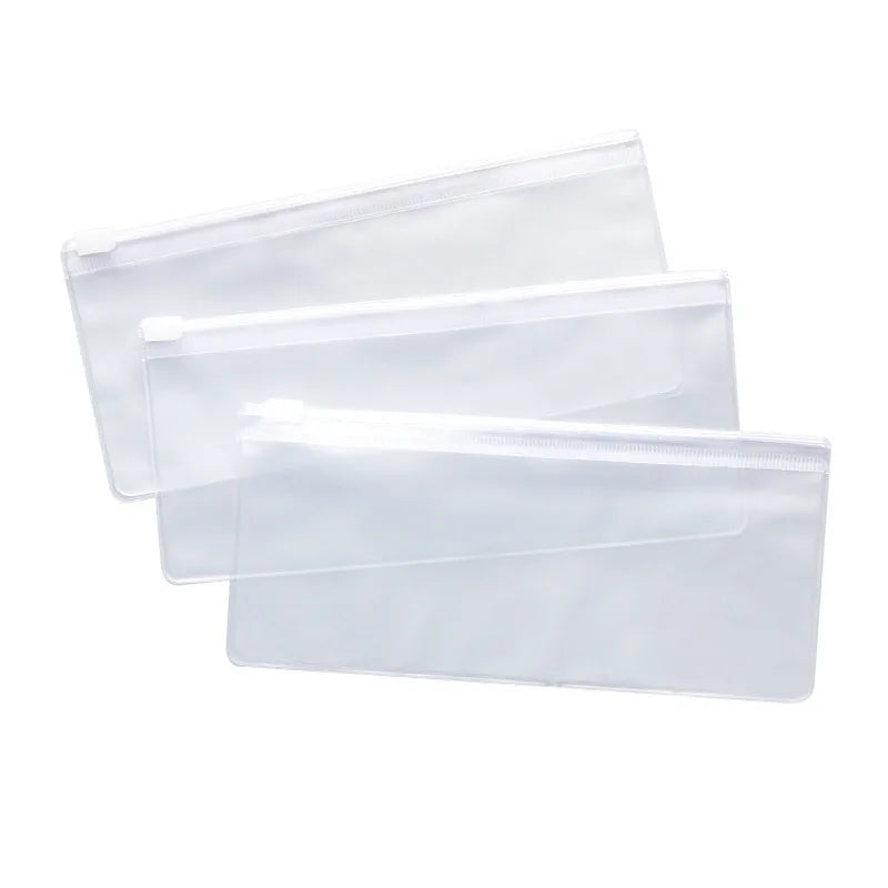 Stationery Packaging Zipper Bags Wholesale Home School Pencil Rubber Eyeglasses Ruler Storage Thicken Resealable PVC Zipper Bag Qme