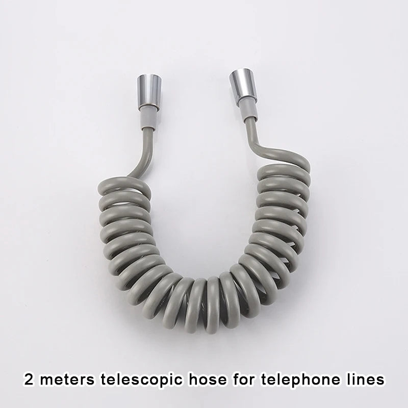 Toilet Spray Nozzle Bidet Hose Telescopic 1.5/2 Meter Spring Inlet Hose Telephone Line Shower Head Hose Qme Light Grey