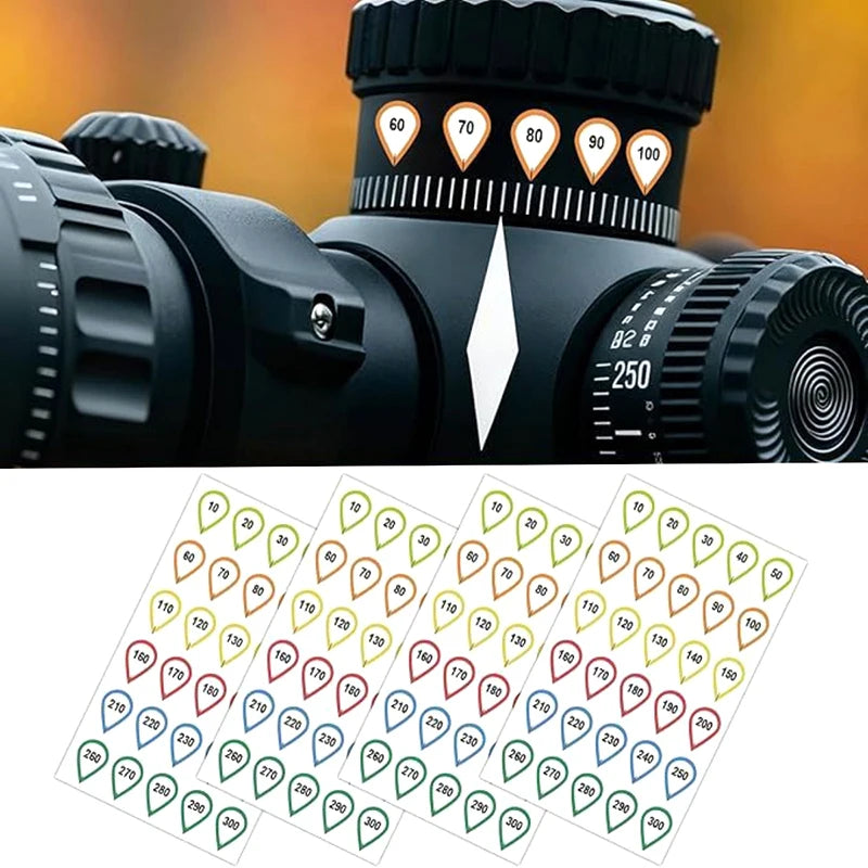 10 Sheets Rifle Scope Turret Stickers Rifle Scope Turret Tags For Close-Range & Mid-Range Precision Target Shooting Hunting Qme