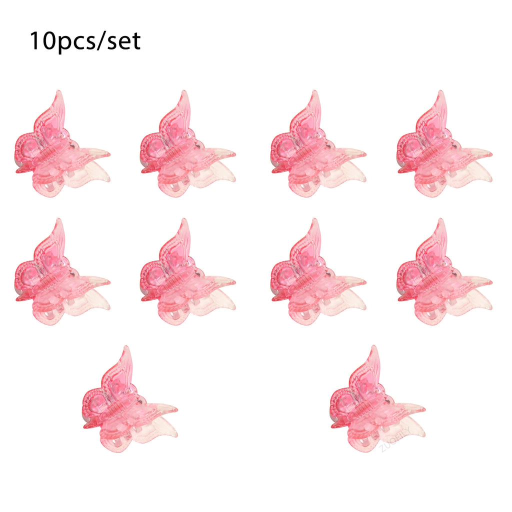 10Pcs Colorful Butterfly Hair Clips Grip Claw Barrettes Mini Gradient Color Hairpin Hair Styling Accessories Tool for Girls Qme