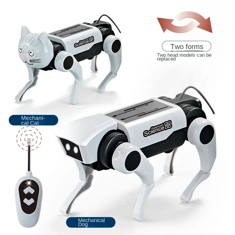 Rc Robot Children's Remote Control Mechanical Dog Toy Science Teaching Diy Assembling Model Electric Set Toys for Boys Kids Gift Qme