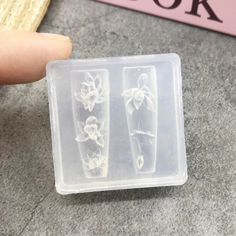 3D Silicone Transparent Nail Mold Lotus Leaves Nails Carving Mold Template DIY Nail Art Decoration Manicure Design Tools Qme style 24