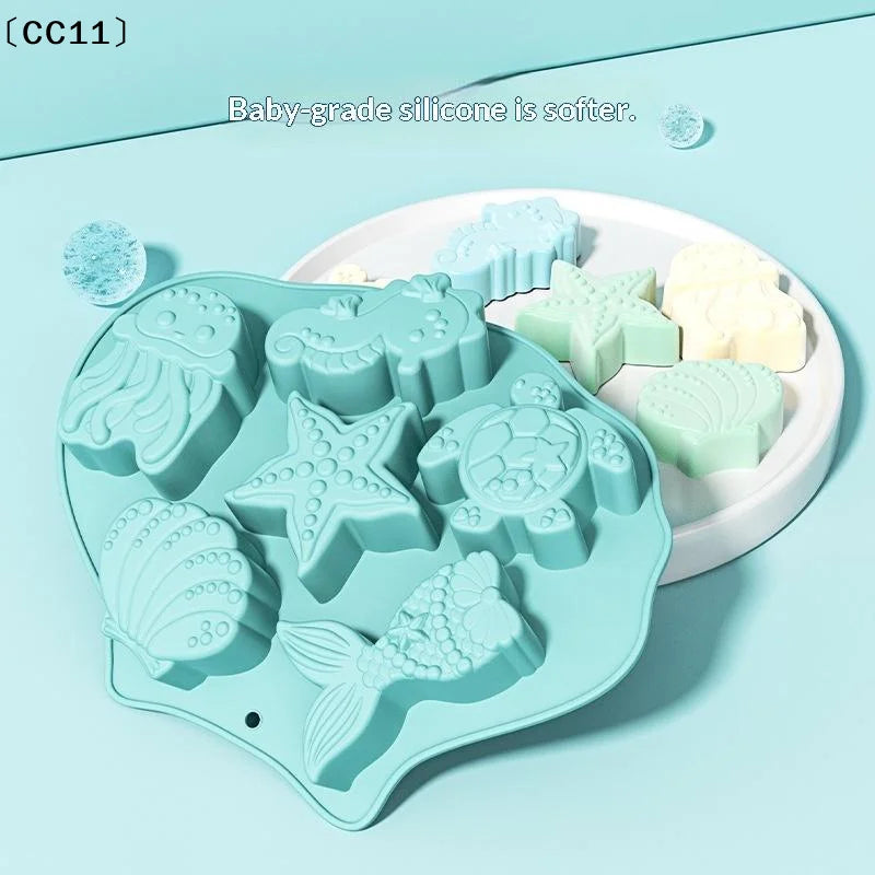 Ocean Fondant Silicone Mold Shells Mermaid Tail Seahorse Starfish Qme