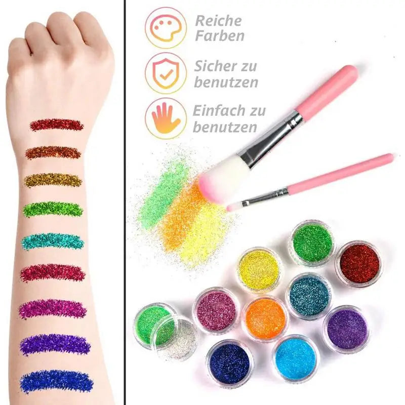 12 Colors Diamond Glitter Art Charm Luminous Tattoo Powder Sticker Qme