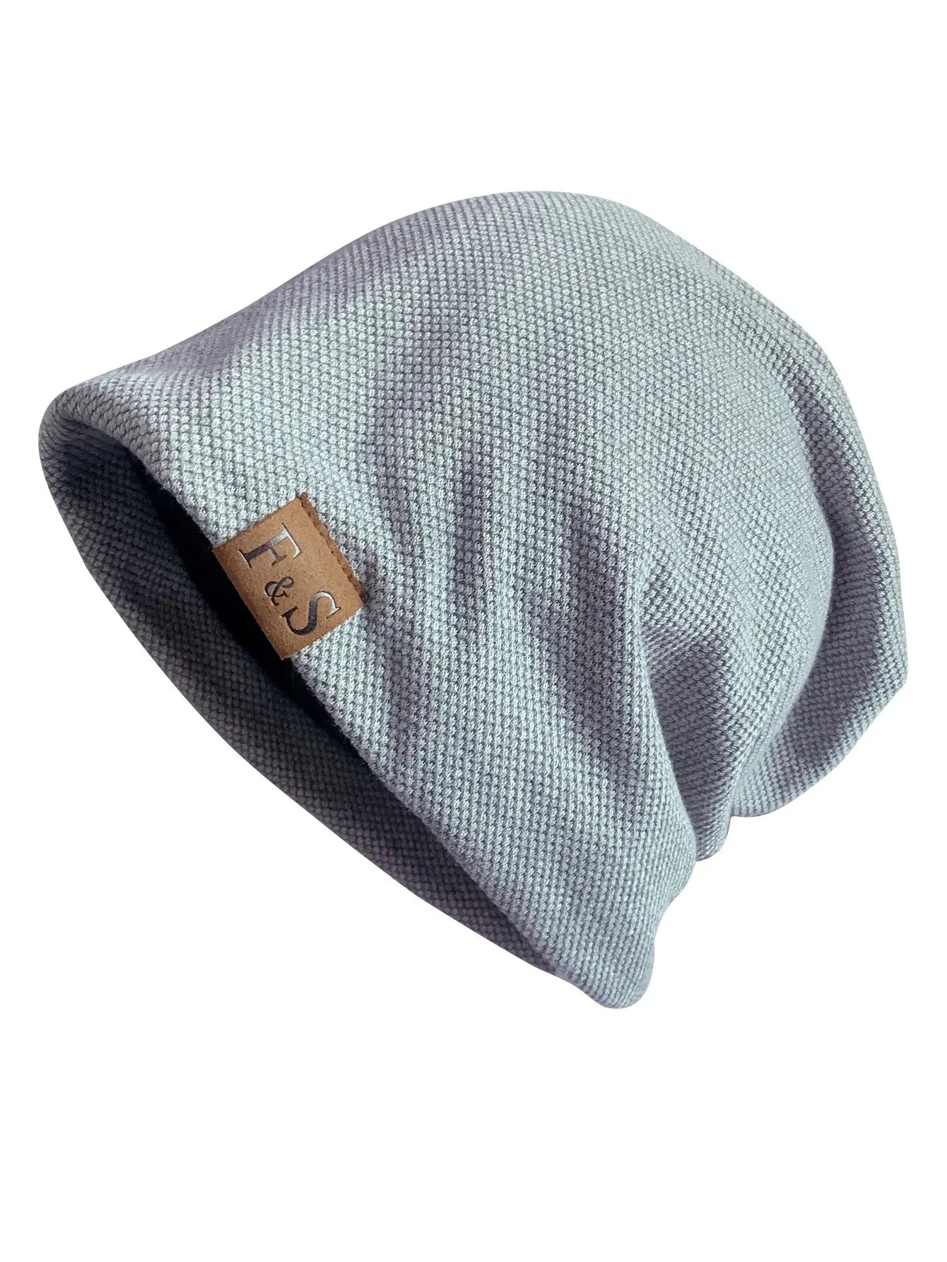 Warm Knitted Beanie Hat Men Women Fashionable Solidhip-hop Qme FS-Light Gray