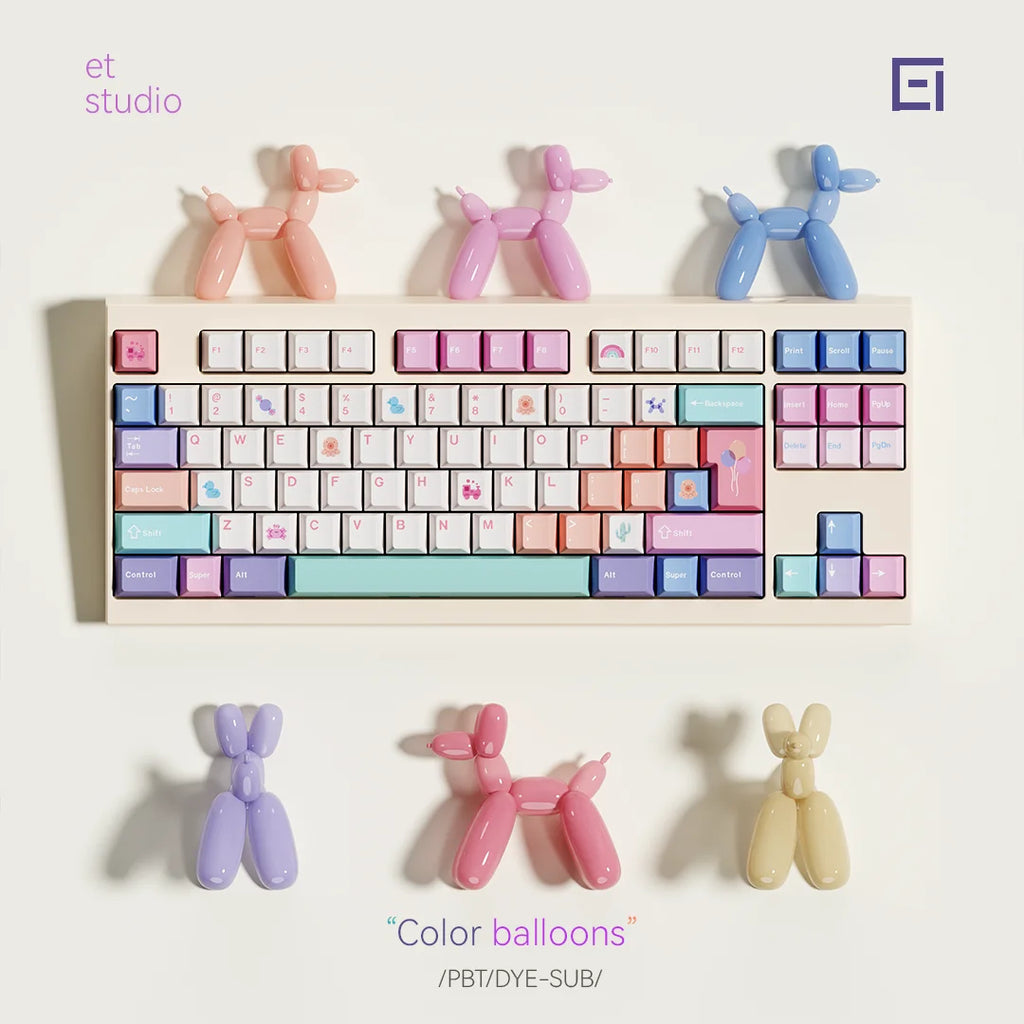 CHOSFOX&ET 149 Keys PBT Keycaps Customized Five Sided Hot Sublimation Balloon Parties Cherry Height Mechanical Keyboard DIY Qme