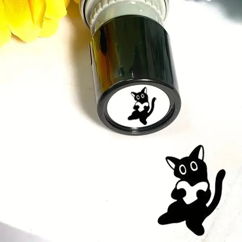Cute Cartoon Black Kitten Stamp Lovely Shape Journal Stamps DIY Scrapbooking Decoration Collage Signets For Your Choice Qme A7