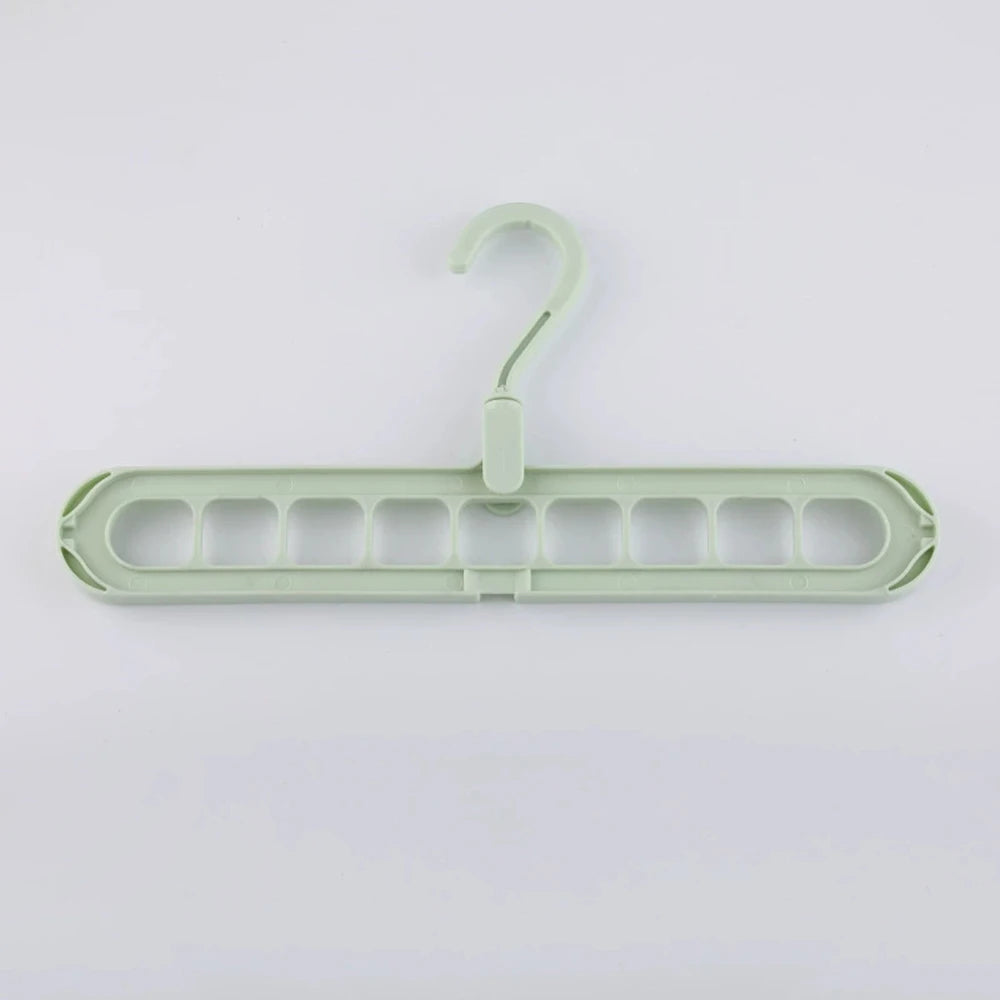 Plastic 9-Hole Foldable Hangers, Heavy Duty Space Saving Clothes Organizer Hangers, For Room, Closet, Wardrobe Home Door Qme 1pc Green