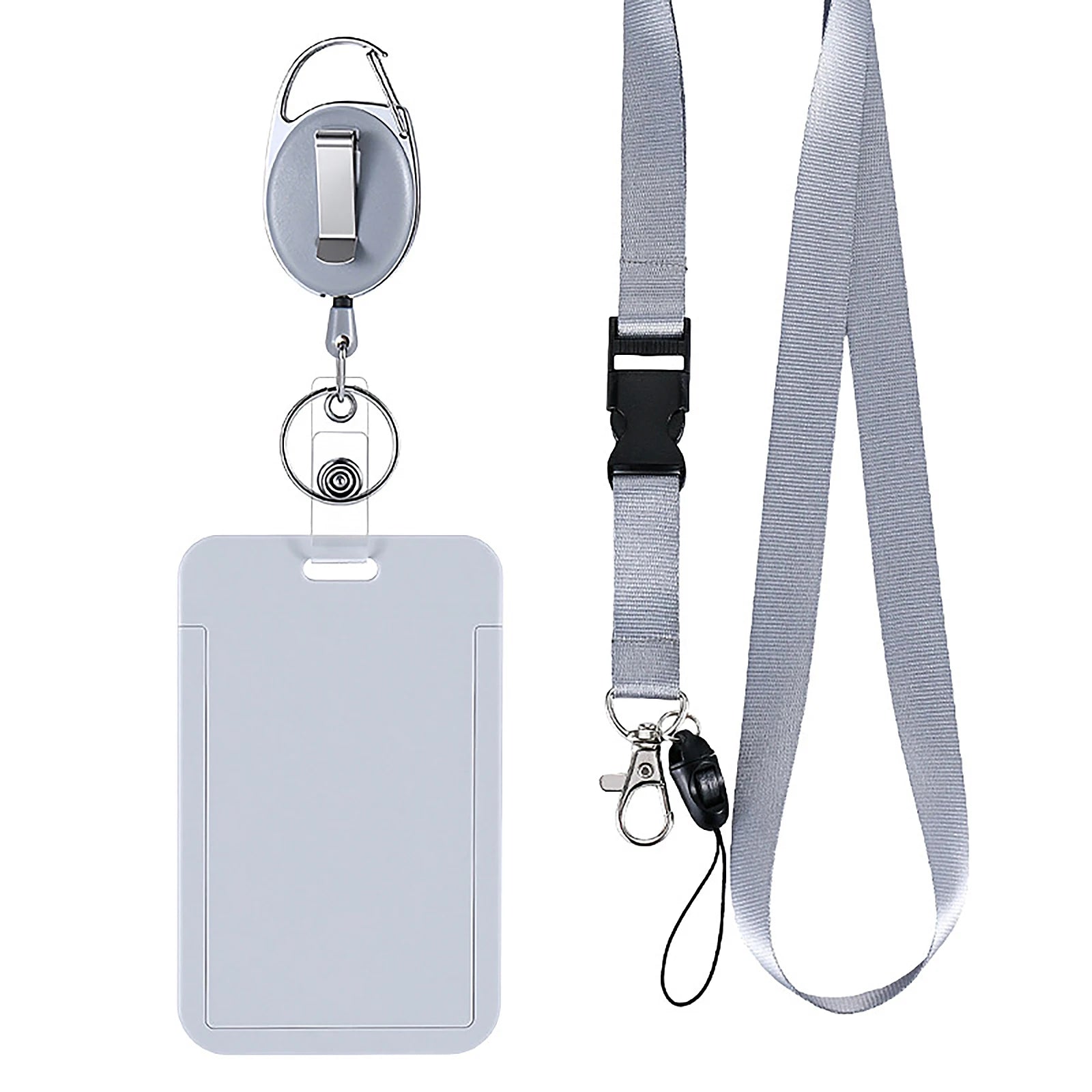 Solid Color Lanyard for Working Permit Case Keys ID Tag Name Badge Holder Pass Bus Access Employee's Work Card Cover Qme Gray