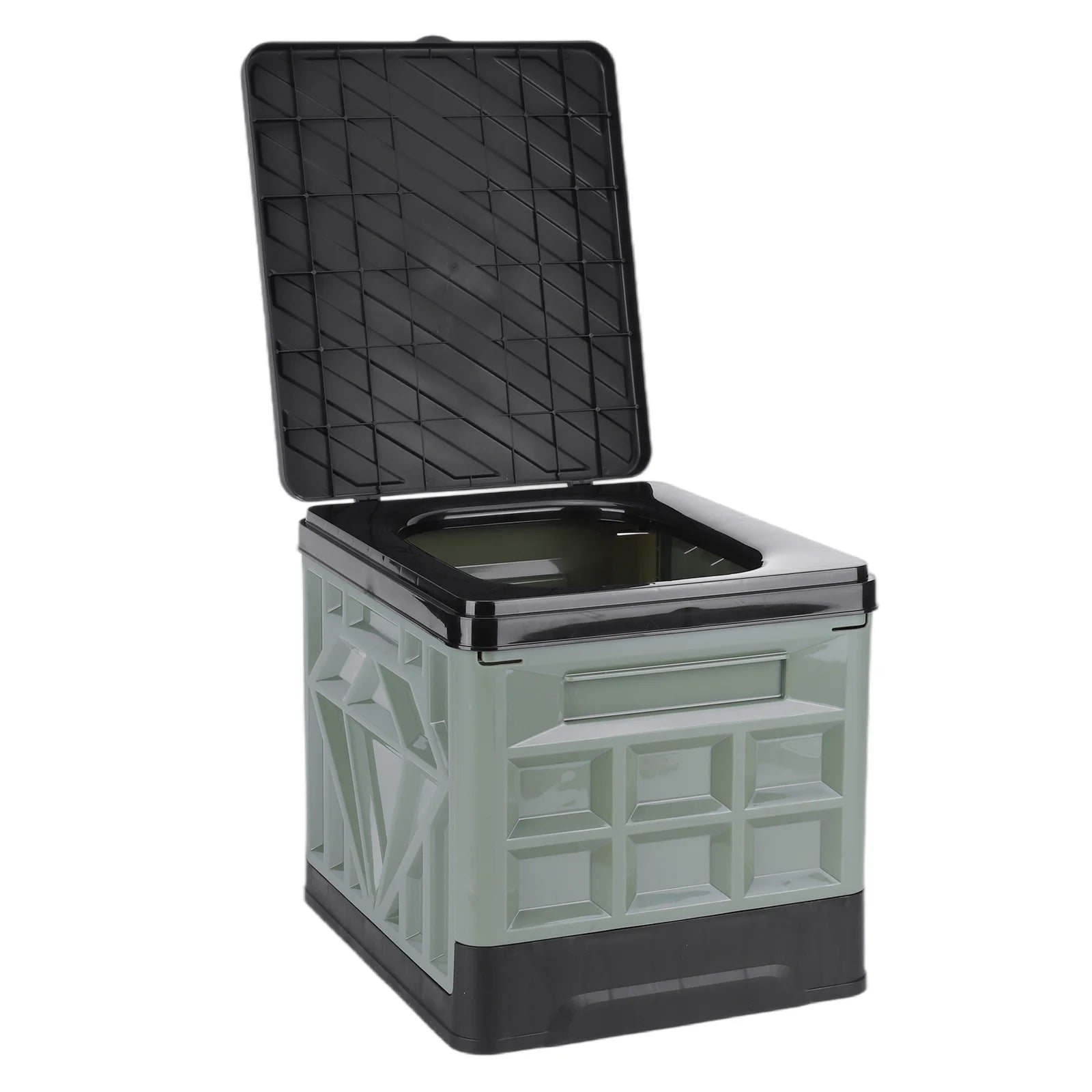 Folding Collapsible Toilet for Adults & Kids Emergency Toilet with Lid & Reusable for Camping Travel Outdoor Car RV & Emergency Qme army green