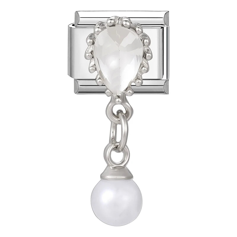 Y2k Italian Charm Silver Color Bracelet Series Blue Stars Zircon Bowknot Pearl Heart Hand Making DIY Chain Shiny Pendant Jewelry Qme Style 22