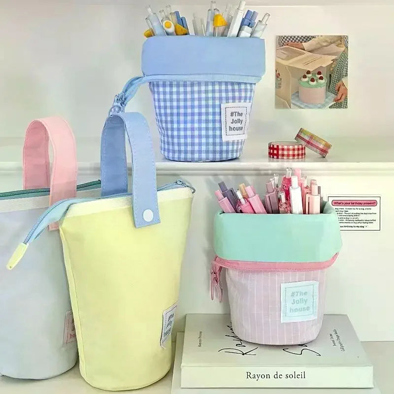 Kawaii Big Capacity Pencil Case Pen Storage Bag Cute Punch Back Qme