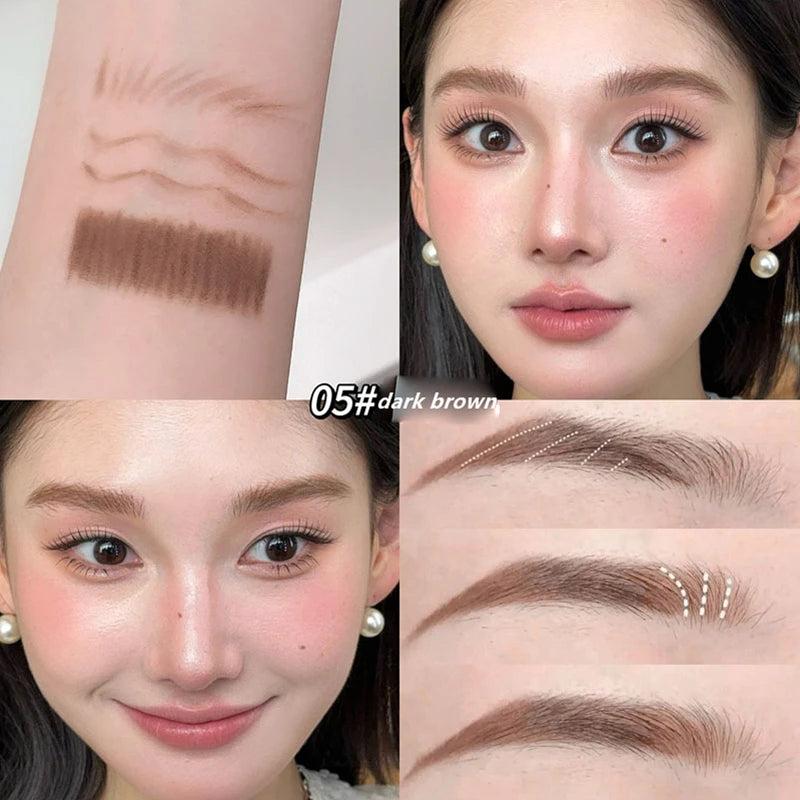 2 in1 Eyebrow Pencil Professional Cosmetics Makeup for Women 6 Colors Waterproof Eyebrow Tattoo Brush Long Lasting Eyebrow Pen Qme 05