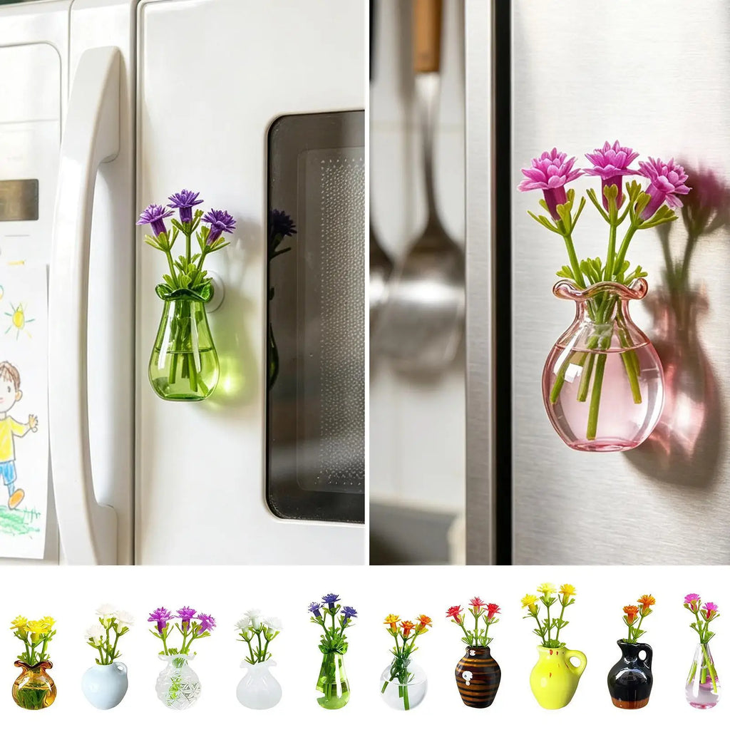 Mini Fridge Vase Magnets 10 Pieces Ceramic Glass Aesthetic Decor Decorative Mini Ceramic Vase Magnets For Home Office School Qme