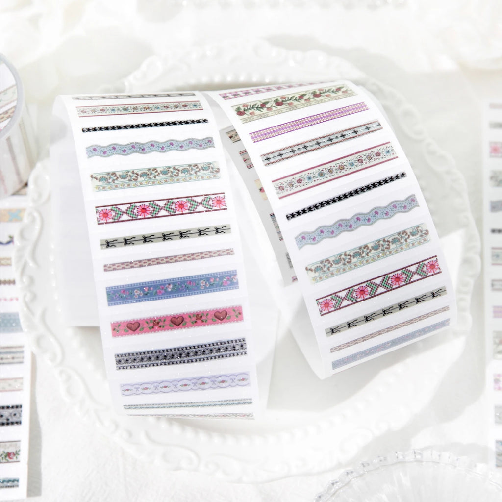 1 Roll Colorful Stripe Energy Themed Glitter Synthetic Paper Tape for DIY Scrapbook Frame Collage Laptop Phone Mug Luggage Guita Qme