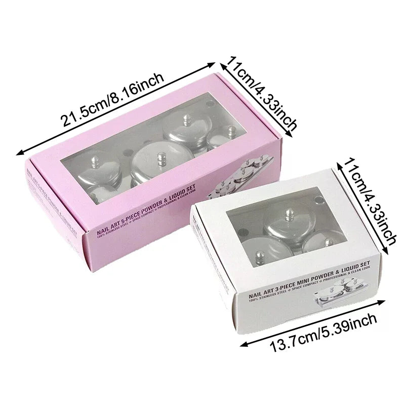 3 Stainless Dappen Dish Cups Salon Manicure Acrylic Powder Liquid Qme