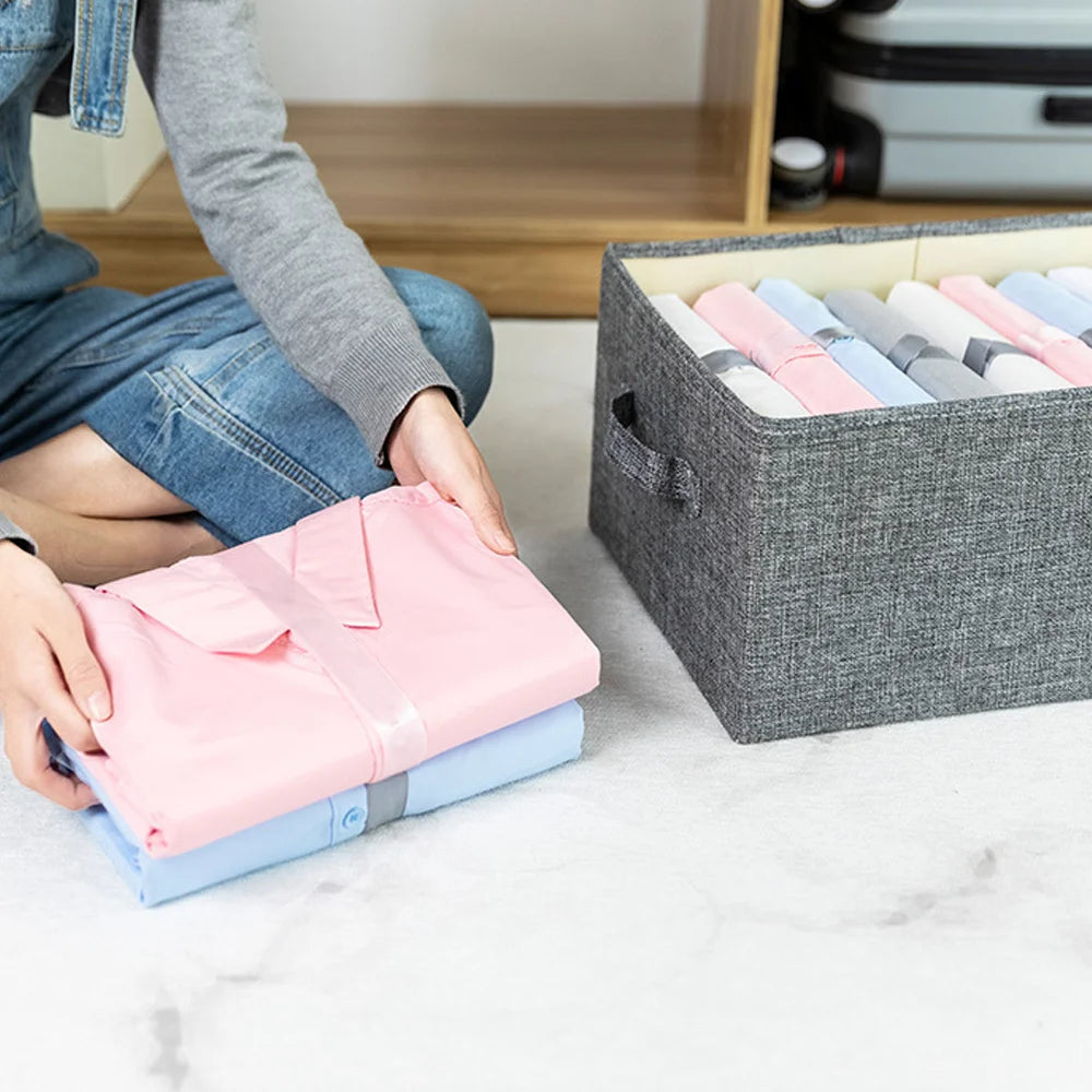 Double-Door Drawer Style Foldable Cotton Linen Storage Box Thickened PP Board Clothes & Pants Organizer Washable Qme