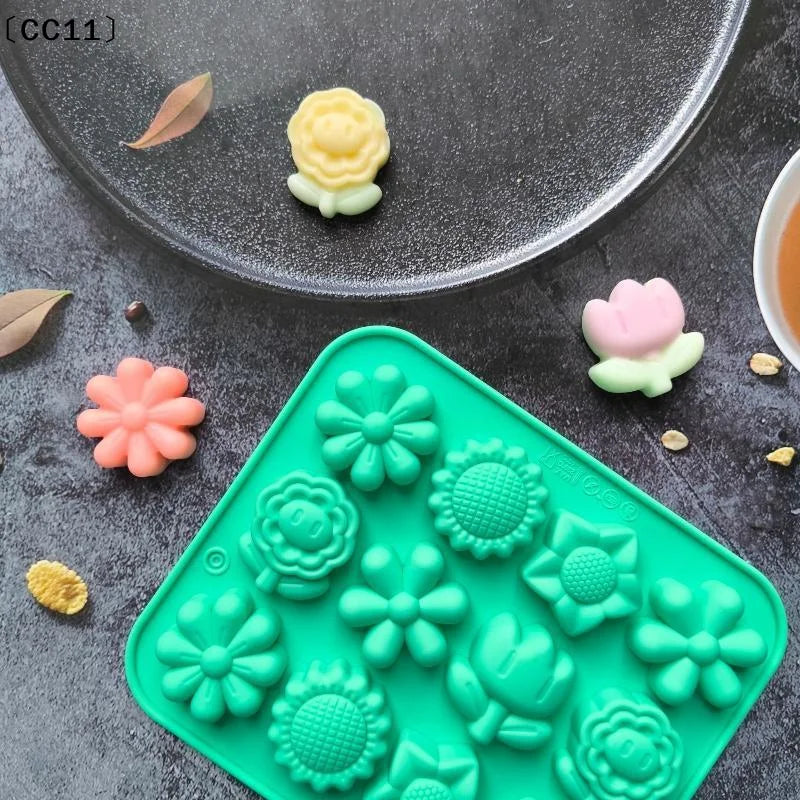 Food Grade Silicone Flower Mold Non Stick Homemade Baking Chocolate Qme
