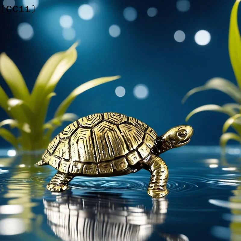 Pure Copper Turtle Statue Vintage Brass Tortoise Figurines Desktop Qme