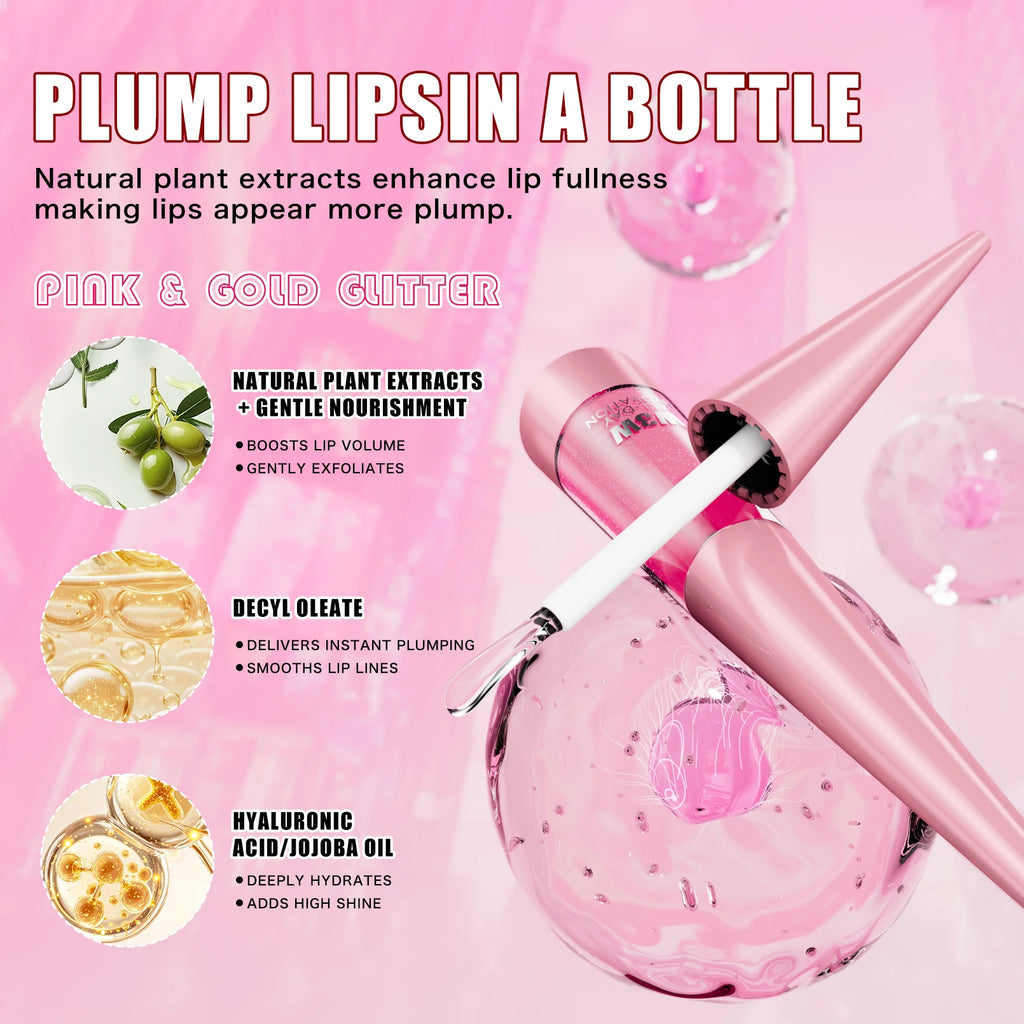 Lip Plumper, Moisturizing, Transparent Lip Gloss, Stocking Stuffers, Fragrance-free, Korean Cosmetics Qme