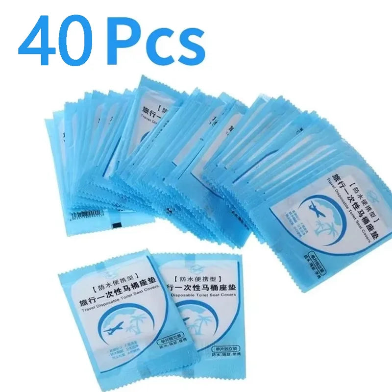 10-50 PCS Disposable Toilet Seat Hotel Plastic Waterproof Toilet Cover Seat Cushion Paper Toilet Seat Cover Travel Supplies Qme 40PCS