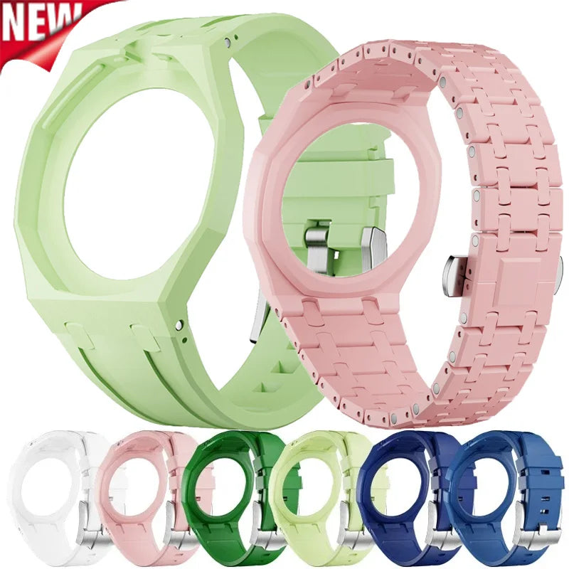 2 In 1 Strap + Case for Swatch x AP Royal Pop Pocket Watch Change to Wristwatch Ceramic+Silicone Band Wrist Strap Accessories Qme