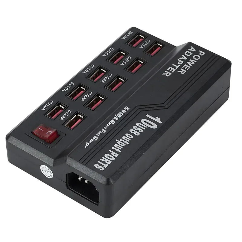10 Ports USB Charging Station Wall Travel Desktop Charger Hub Power Adapter Charger Digital Charger for IPhone Samsung Qme