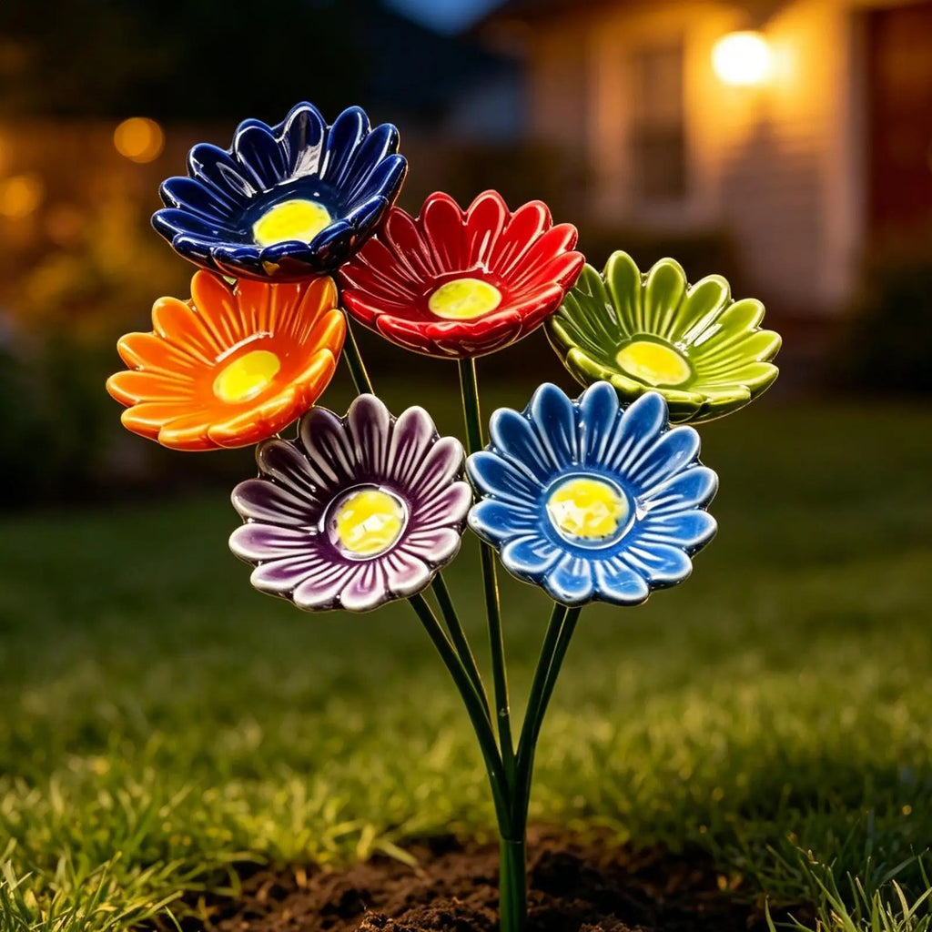 Ceramic Bee Watering Station For Garden 6 Pieces Flower Bird Bath Bee Waterer For Bird Butterfly Drinking Yard Patio Lawn Qme