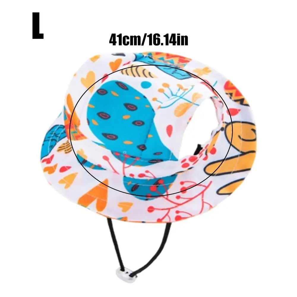 Pet Sun Hat for Cats Sunlight Blocking Round Brim with Ear Holes Dog Cat Sun Protection Hat for Outings Photography Sports Qme L
