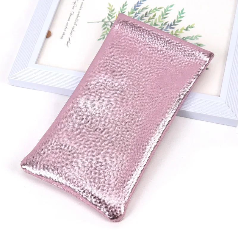 Soft PU Leather Protable Women Sunglasses Protector Travel Pouch Qme Rose Red