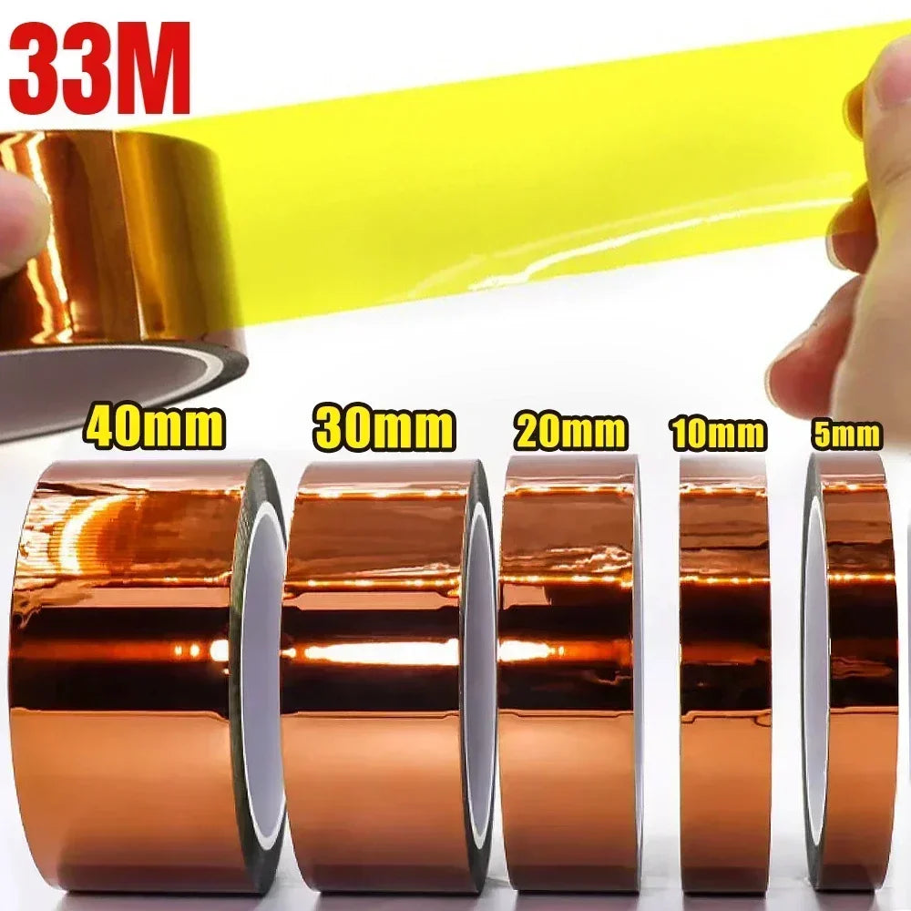 5-40mm Kapton Tape Polyimide Adhesive Insulating Adhesive Tape Каптоновый Скотч Heat Tape for Board Protection Qme