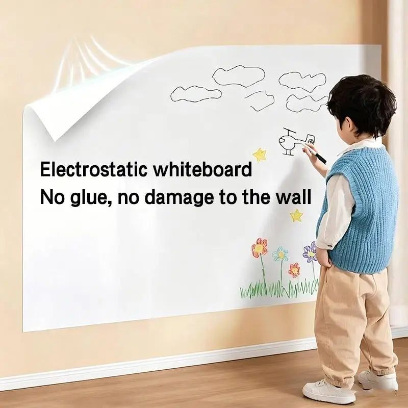 Electrostatic Whiteboard Wall Decal 45x60CM Static Cling Reusable Qme