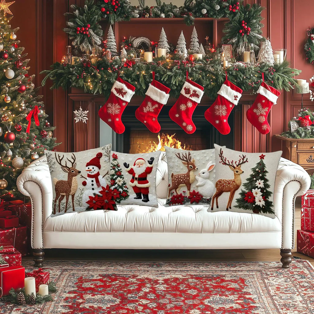 Christmas Pillow Covers Soft Cushion Case Holiday Decor Couch Sofa Qme
