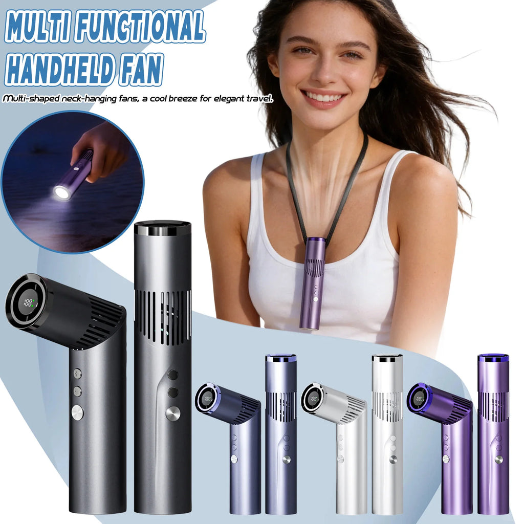 Portable Handheld Fan with Digital Display High Speed Personal Fan for Desktop, Neck Hanging and Outdoor Use Lightweight Fans Qme