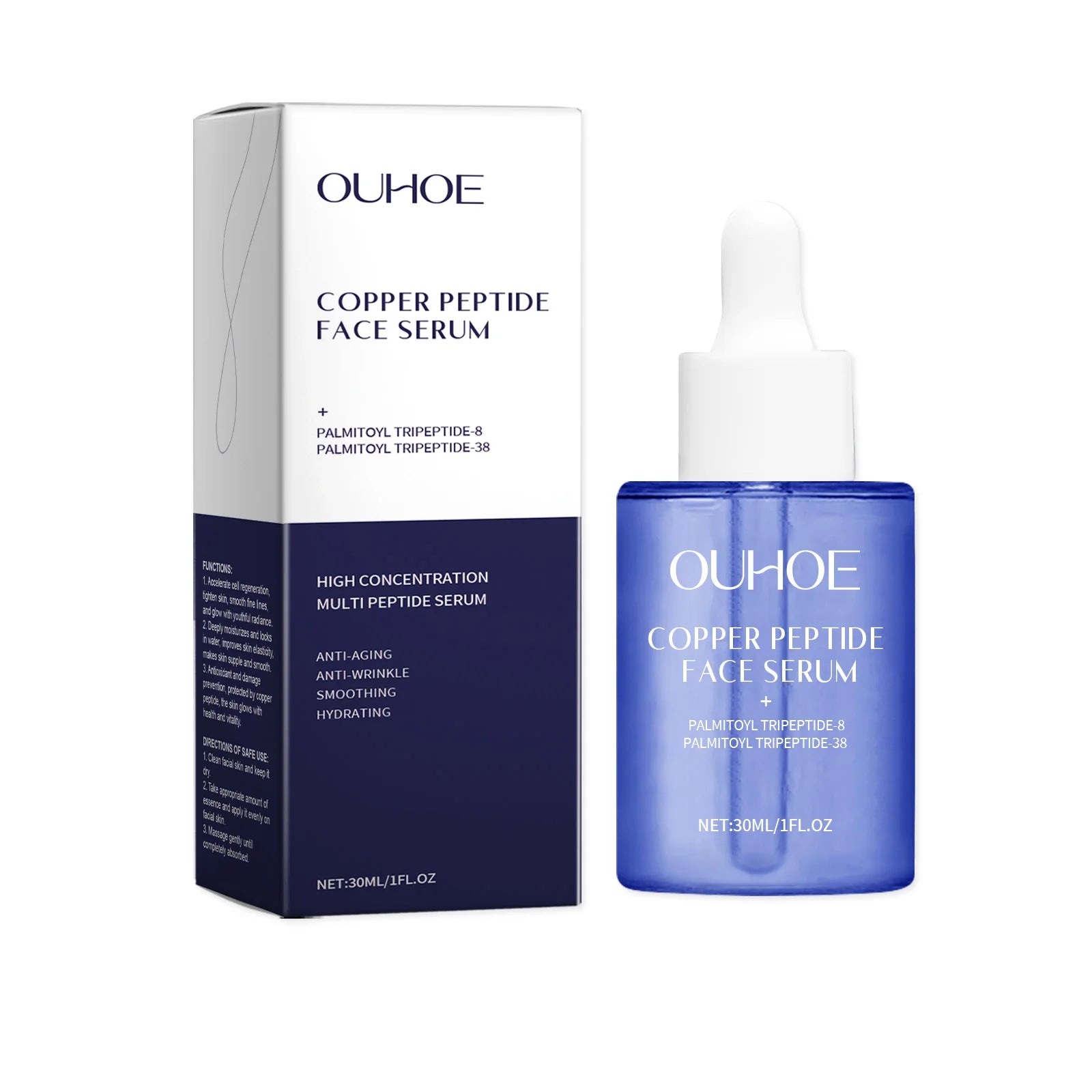 Copper Peptide Facial Serum Firming Skin Lighten Fine Lines Hydrating Moisturizing Smooth Facial Skin Brightening Care Serum Qme 1Pcs 30ml