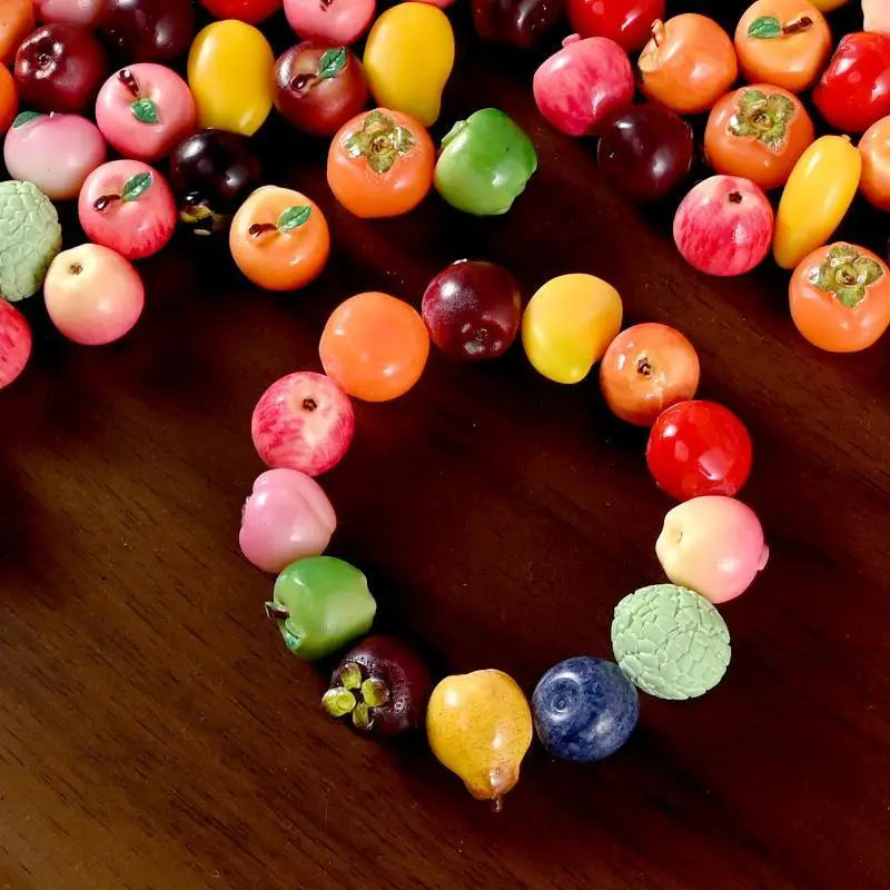 10PCS Lifelike 3D Fruit Resin Beads Fadeless Waterproof for DIY Bracelet Stringing Festival Decor Craft Projects Qme