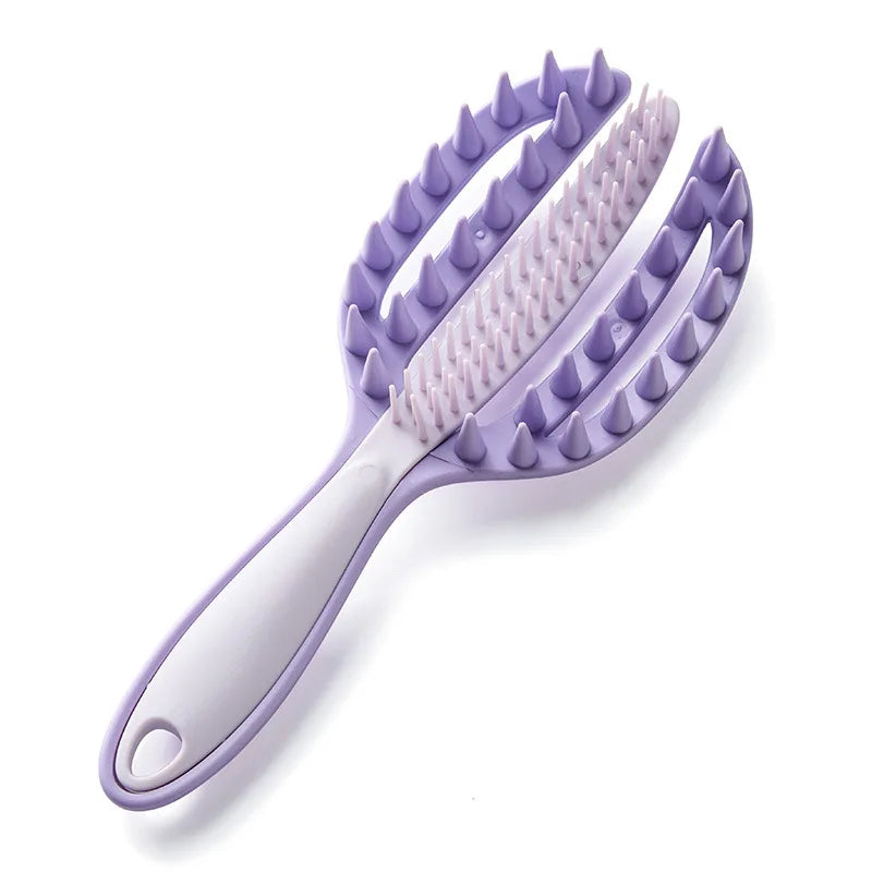 1 Scalp Massager Shampoo Brush Detachable Hair Exfoliator Wet Dry Qme Purple