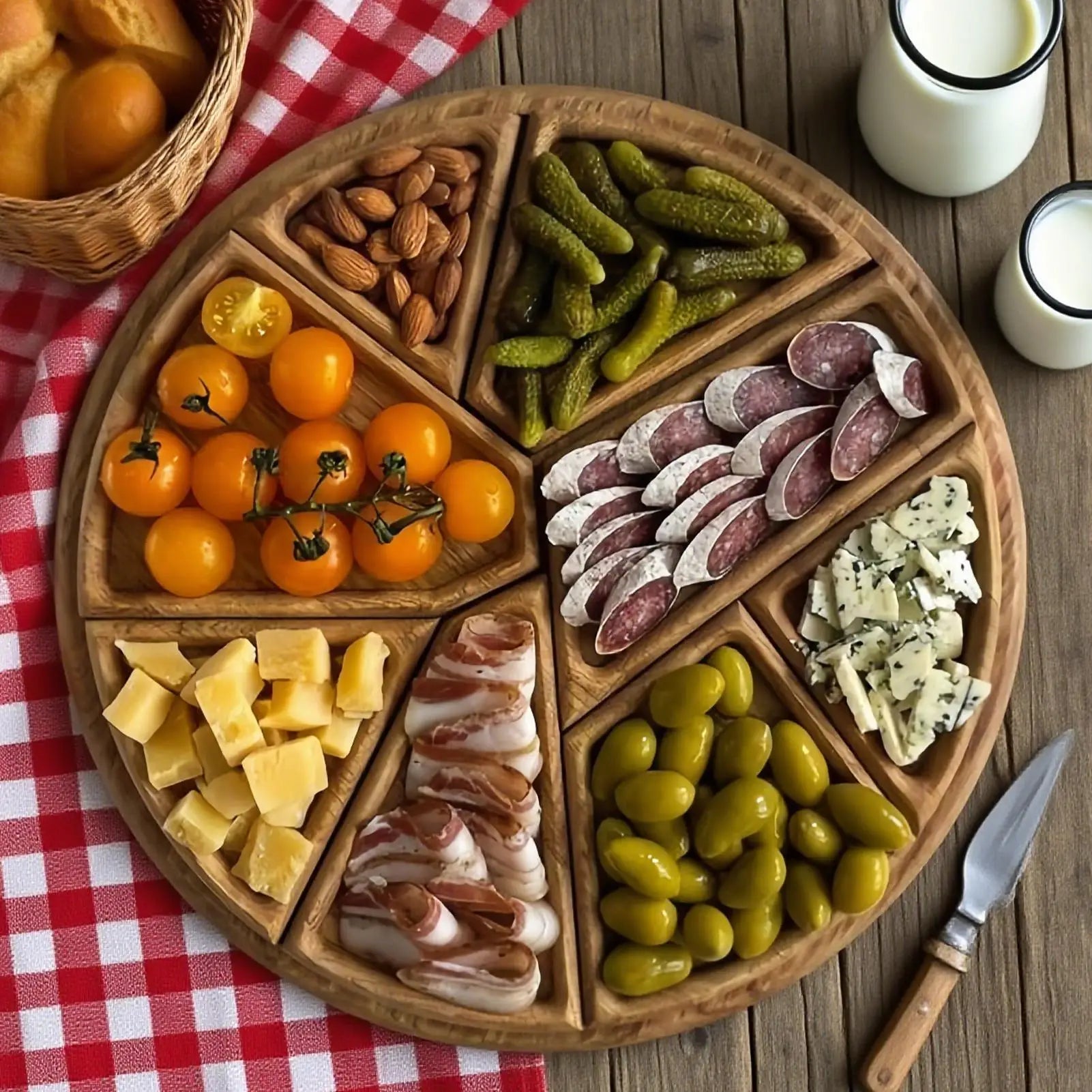 Serving Trays Party Divided Puzzle Tray Food Wooden Platter Qme