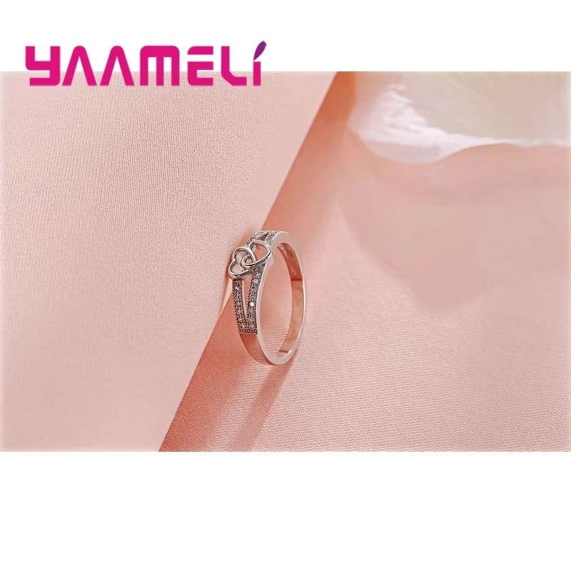925 Sterling Silver Color Ring Simple Sweet Romantic Style Lover Gifts Cross Love Shape For Women Engagement Ceremony Jewelry Qme