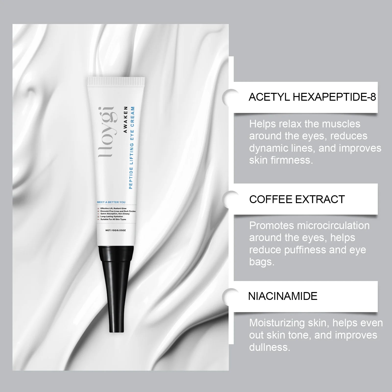 Polypeptide Eye Cream Anti Dark Circles Eye Bags Puffiness Firming Skin Around Eyes Smoothing Wrinkle Moisturizing Eye Care Crea Qme