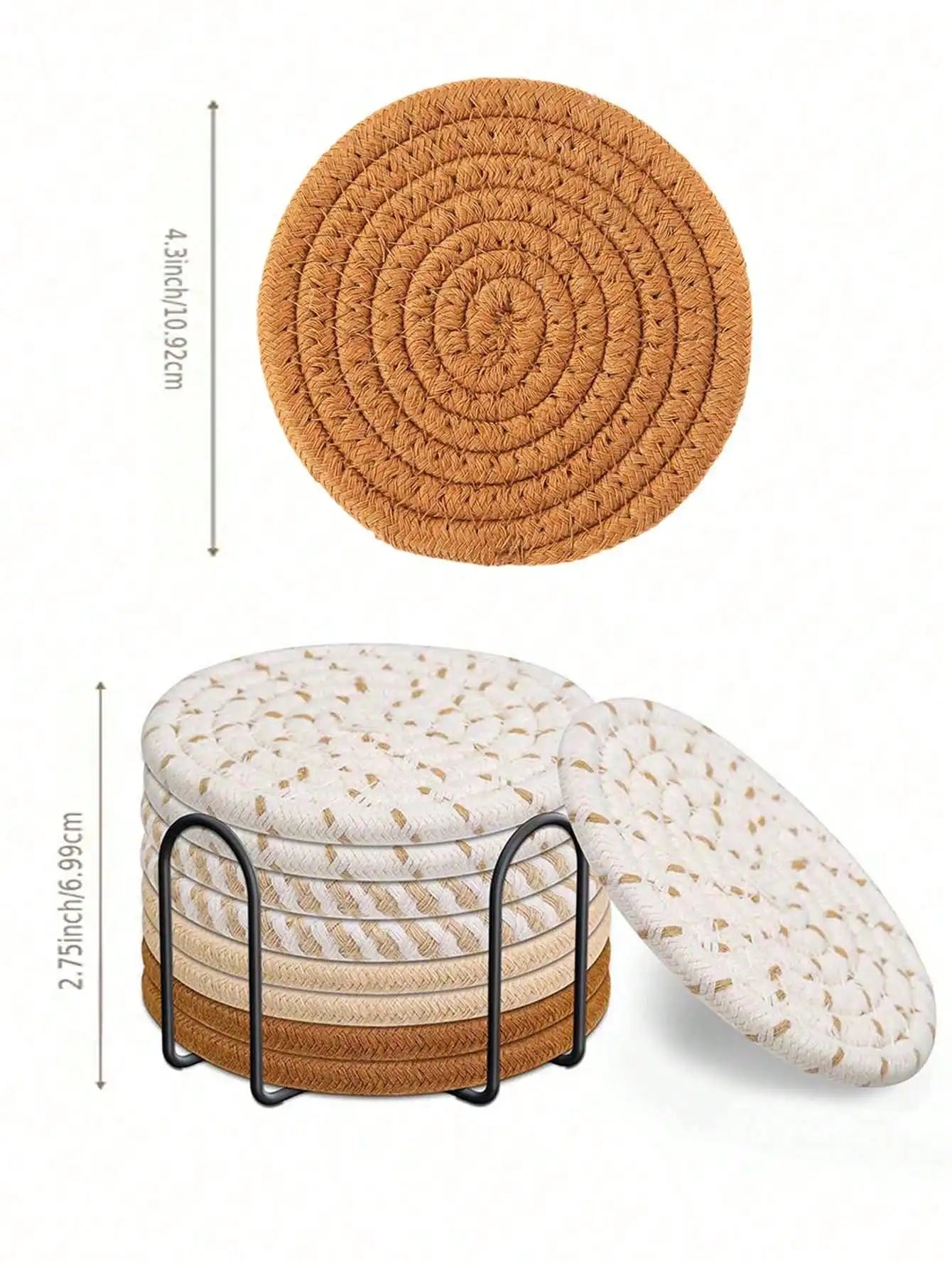 Handmade Cotton Rope Coaster Beverage Bracket Minimalist Woven Qme 8pcs