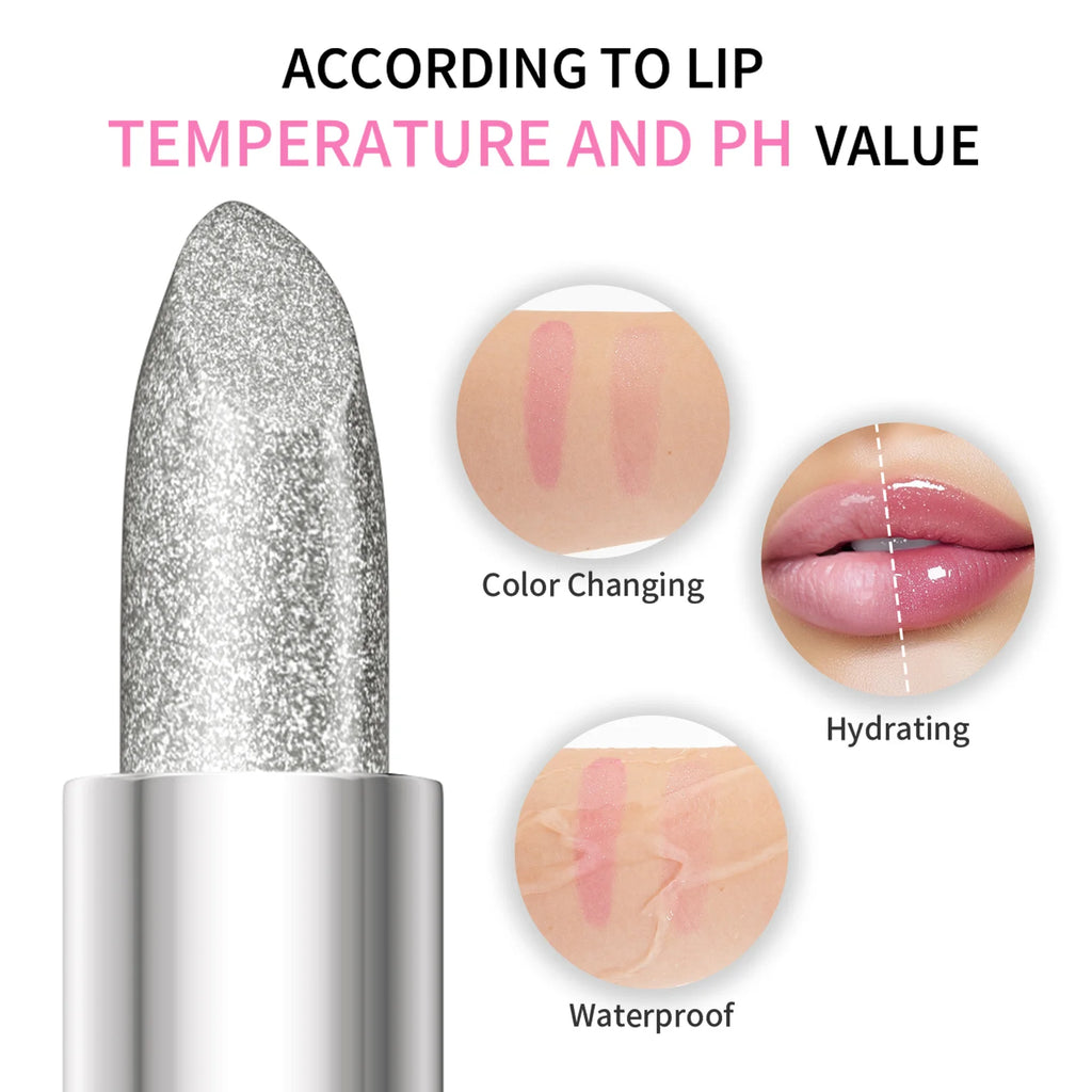 Temperature Color Changing Glitter Lipstick Waterproof Long Lasting Moisturizing Velvet Matte Lip Tint Red Pink Sexy Lips Makeup Qme